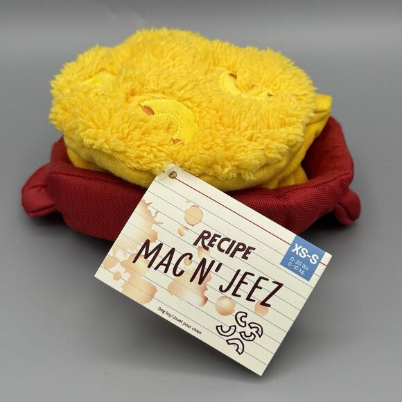 Bark Box Recipe Mac N Jeez XS-Small 0-20lbs Squeakers Crinkle Dog Toy Plush NOS - Picture 1 of 7